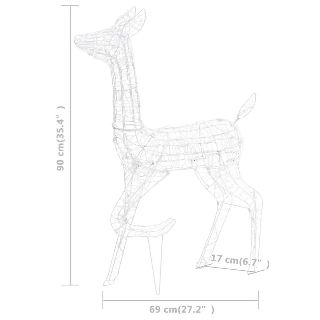Acrylic Reindeer Family Christmas Decoration Warm White 160 LED Lights 8 Lighting Effects