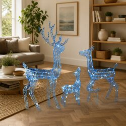 Blue Acrylic Reindeer Family Decoration