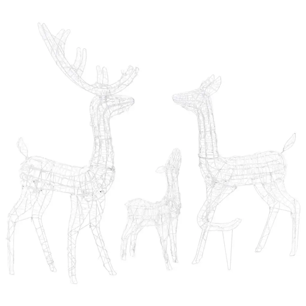 Acrylic Reindeer Family Christmas Decoration Blue 300 LED Lights USB Powered Outdoor Use