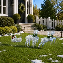 Concise Reindeer Sleigh Decoration with LED Features