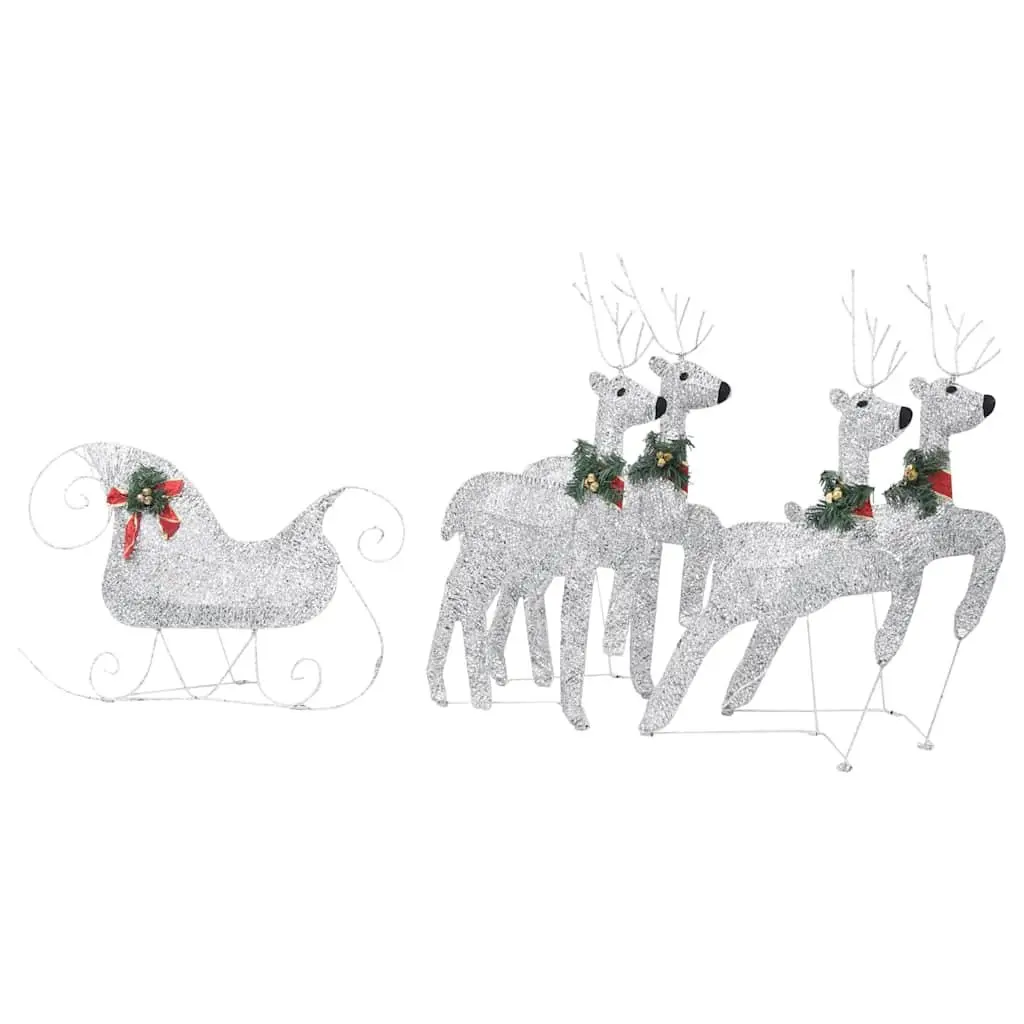 Reindeer Sleigh Christmas Decoration Silver 100 LED Lights Outdoor Garden 8 Lighting Effects