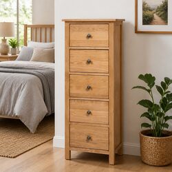 Compact and Strong 5 Drawer Solid Wood Chest