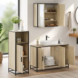 Concise 3-Piece Brown Bathroom Furniture Set