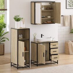 Compact 3-Piece Bathroom Furniture Set with Mirror