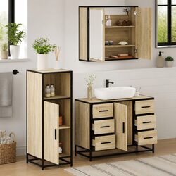 Concise Sonoma Oak 3-Piece Bathroom Furniture Set