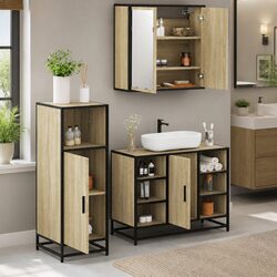3-Piece Storage Set with Vanity Cabinet and Mirror