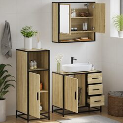 Compact 3-Piece Bathroom Set with Storage Cabinet and Mirror