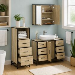 Concise 3 Piece Vanity Set with Essential Storage