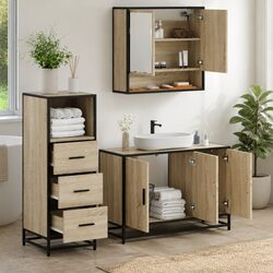 Stylish 3-Piece Bathroom Furniture Set in Sonoma Oak