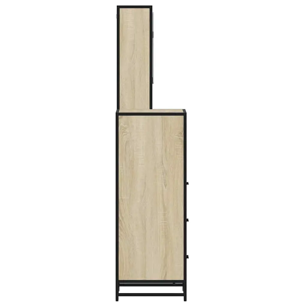 Bathroom Furniture Set Brown 3 Piece Engineered Wood Vanity Cabinet Mirror