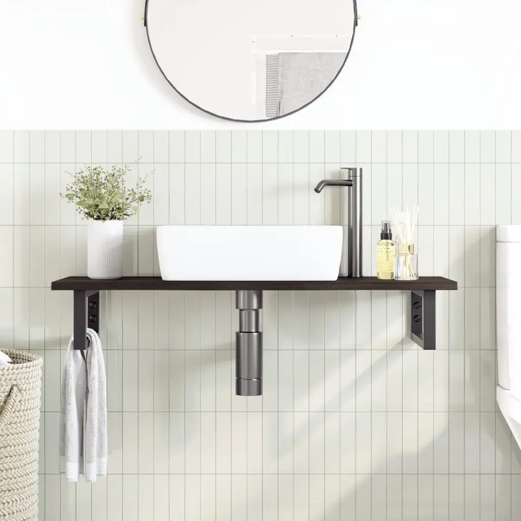 Wall Mounted Basin Shelf Bathroom Vanity Storage Cabinet Steel Oak Floating