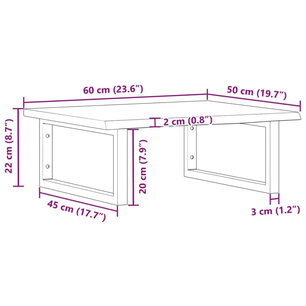Wall Mounted Basin Shelf Brown Bathroom Vanity Storage Steel and Solid Oak Wood