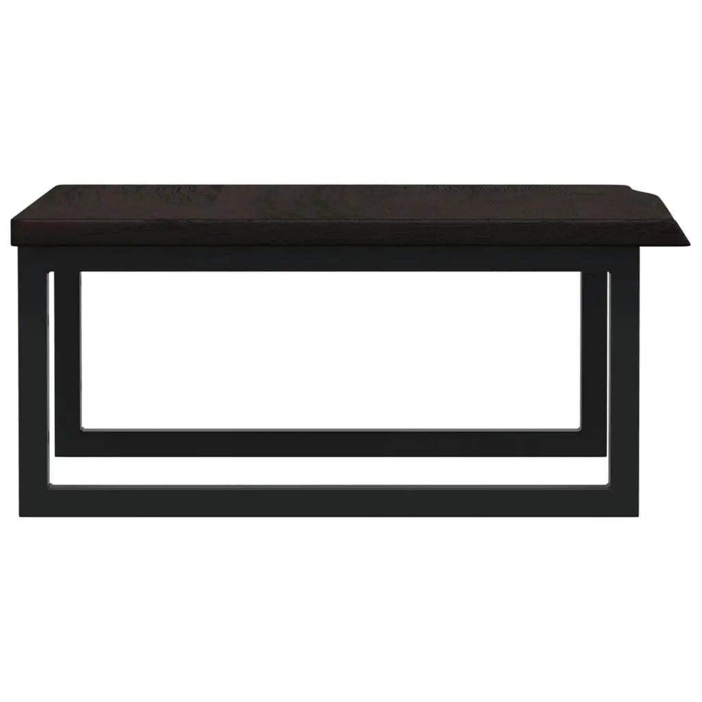 Wall Mounted Basin Shelf Brown Bathroom Vanity Storage Steel and Solid Oak Wood