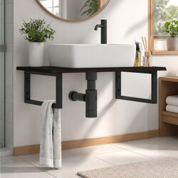 Compact Wall Shelf: Elegant Oak and Steel Design