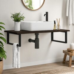 Wall Mounted Bathroom Shelf with Oak Wood