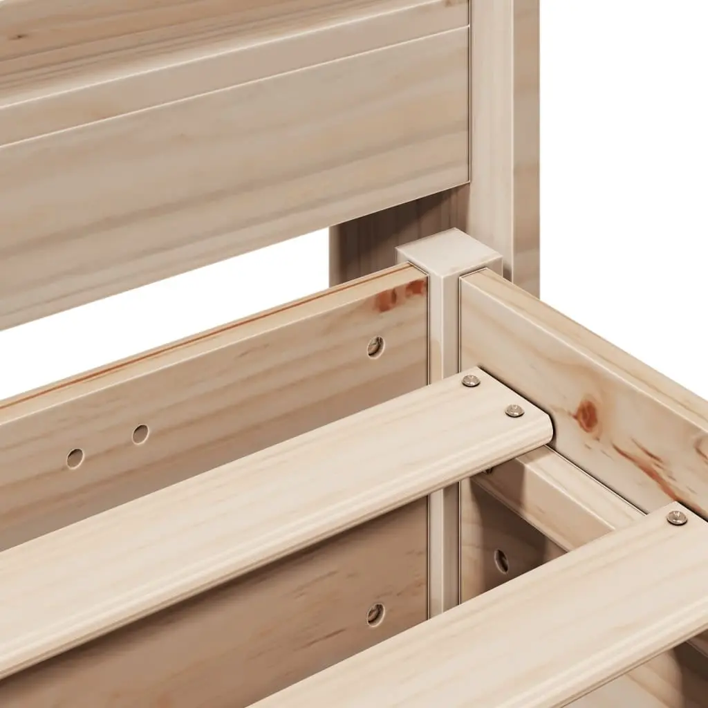 Bed Frame Brown 150x200cm Solid Wood Pine Slatted Base Headboard with Storage Shelves