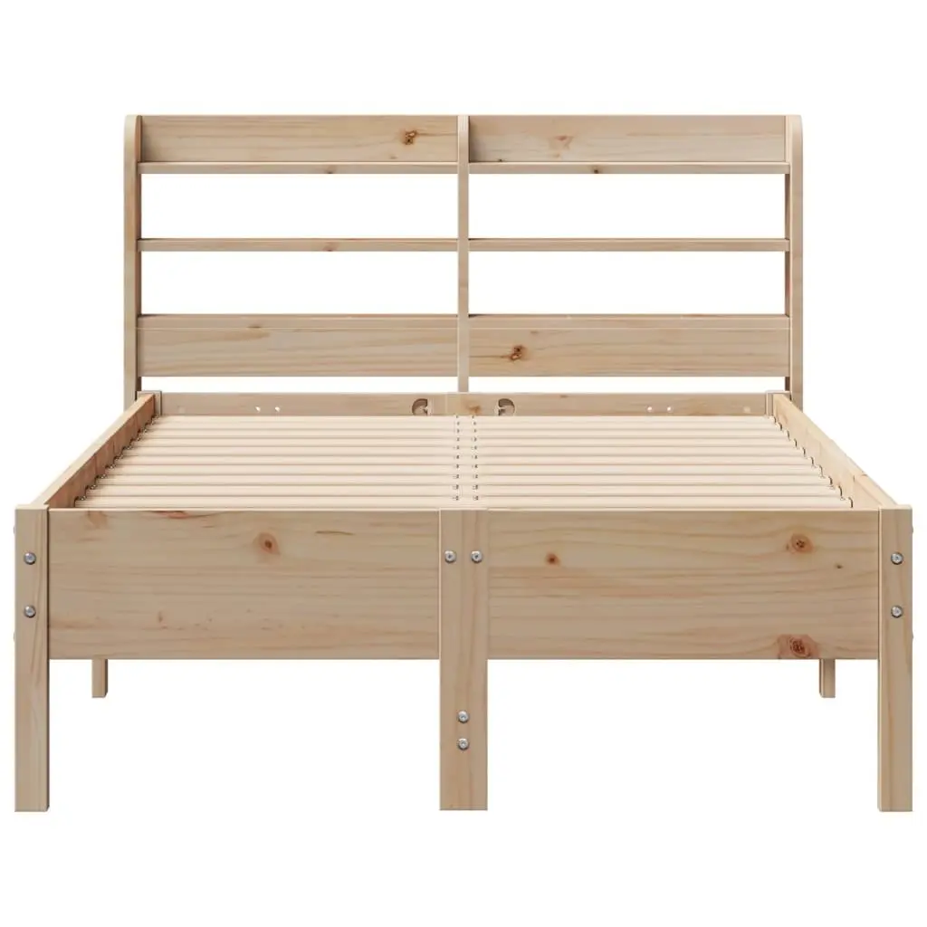 Solid Wood Pine Bed Frame Brown 90x190 cm Slatted Base Headboard with Storage Shelves