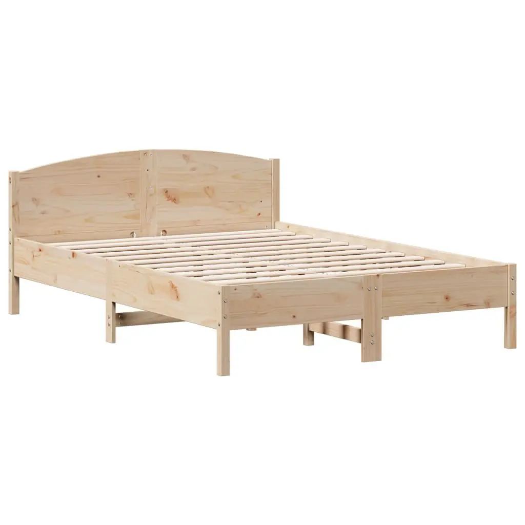 Solid Wood Pine Bed Frame Brown 150x200 cm with Headboard and Storage Shelves