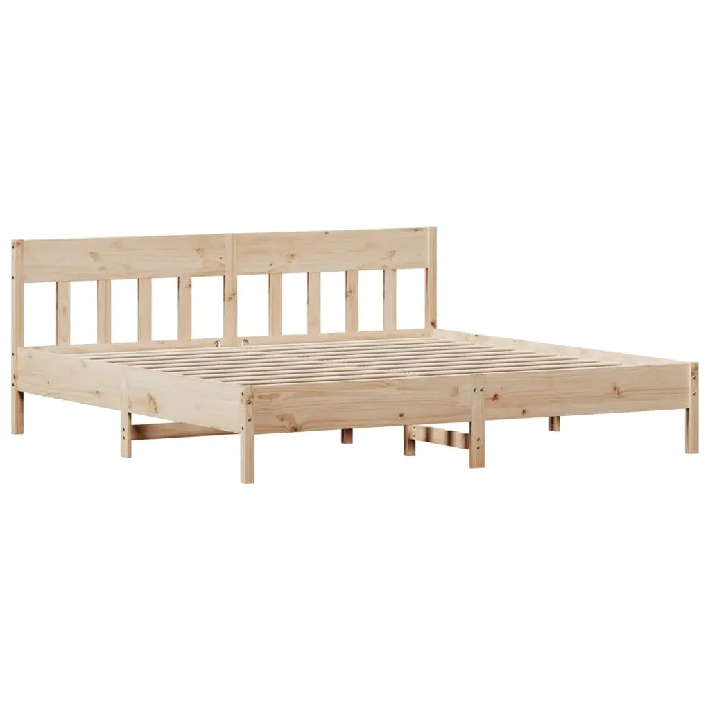 Bed Frame Brown 180x200 cm Solid Wood Pine Slatted Base Headboard with Storage Shelves