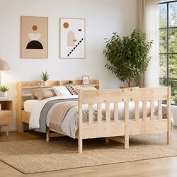 Solid Pine Bed Frame 135x190 cm with Shelves - A Smart Choice