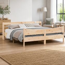 Compact Bed Frame with Headboard Shelves 180x200cm