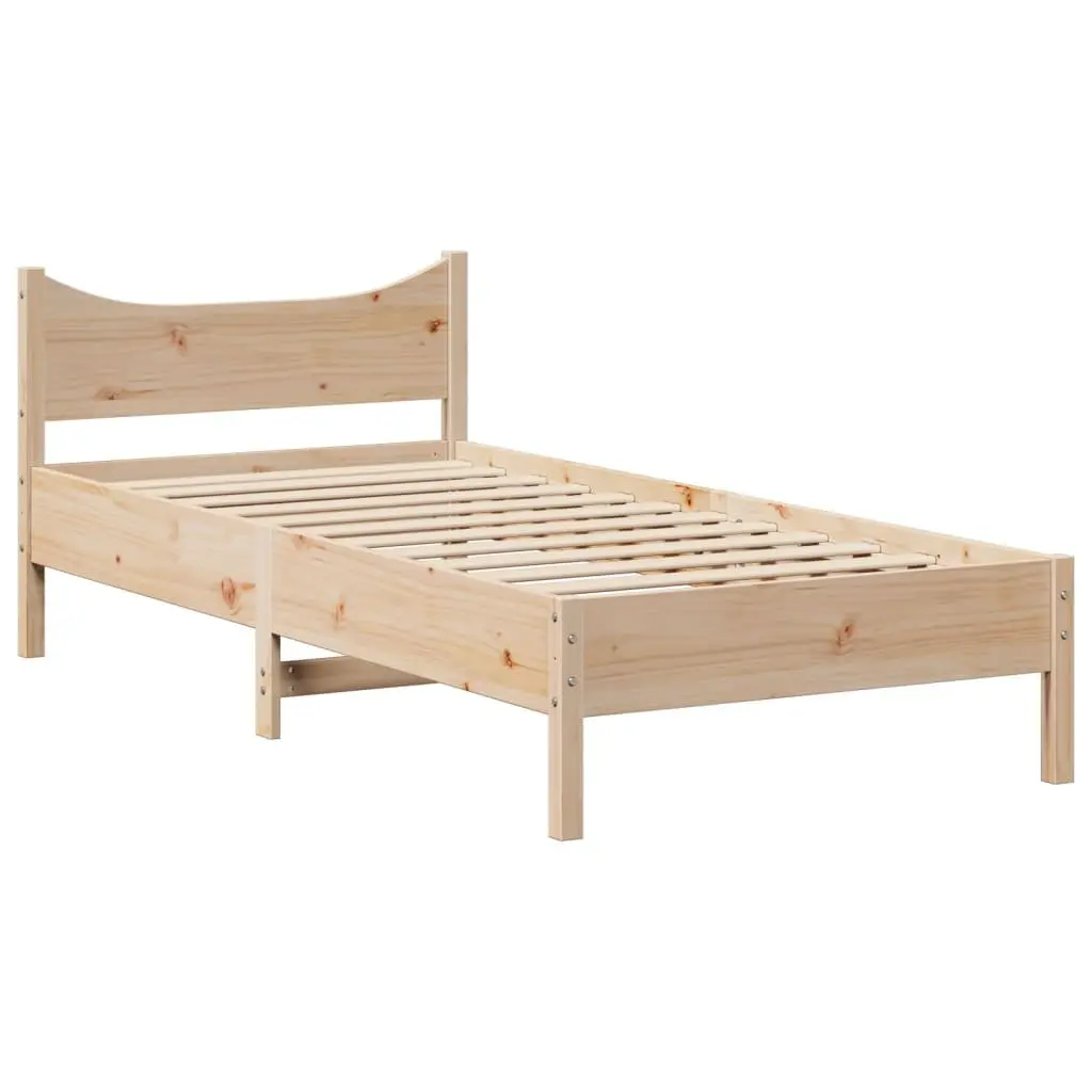 Bed Frame Brown 90x200 cm Solid Pine Wood with Headboard and Storage Shelves