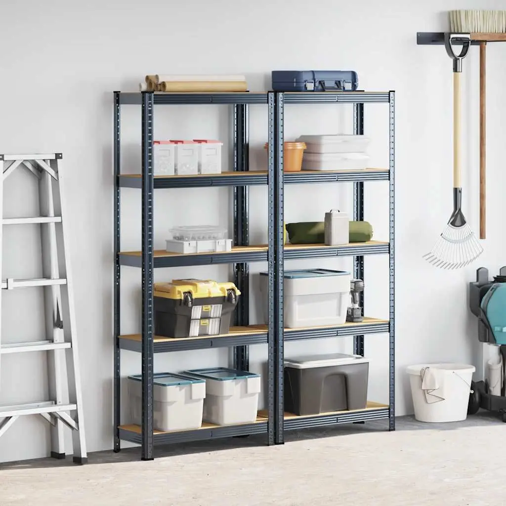5-Layer Anthracite Industrial Storage Shelves Steel Frame Engineered Wood Height Adjustable