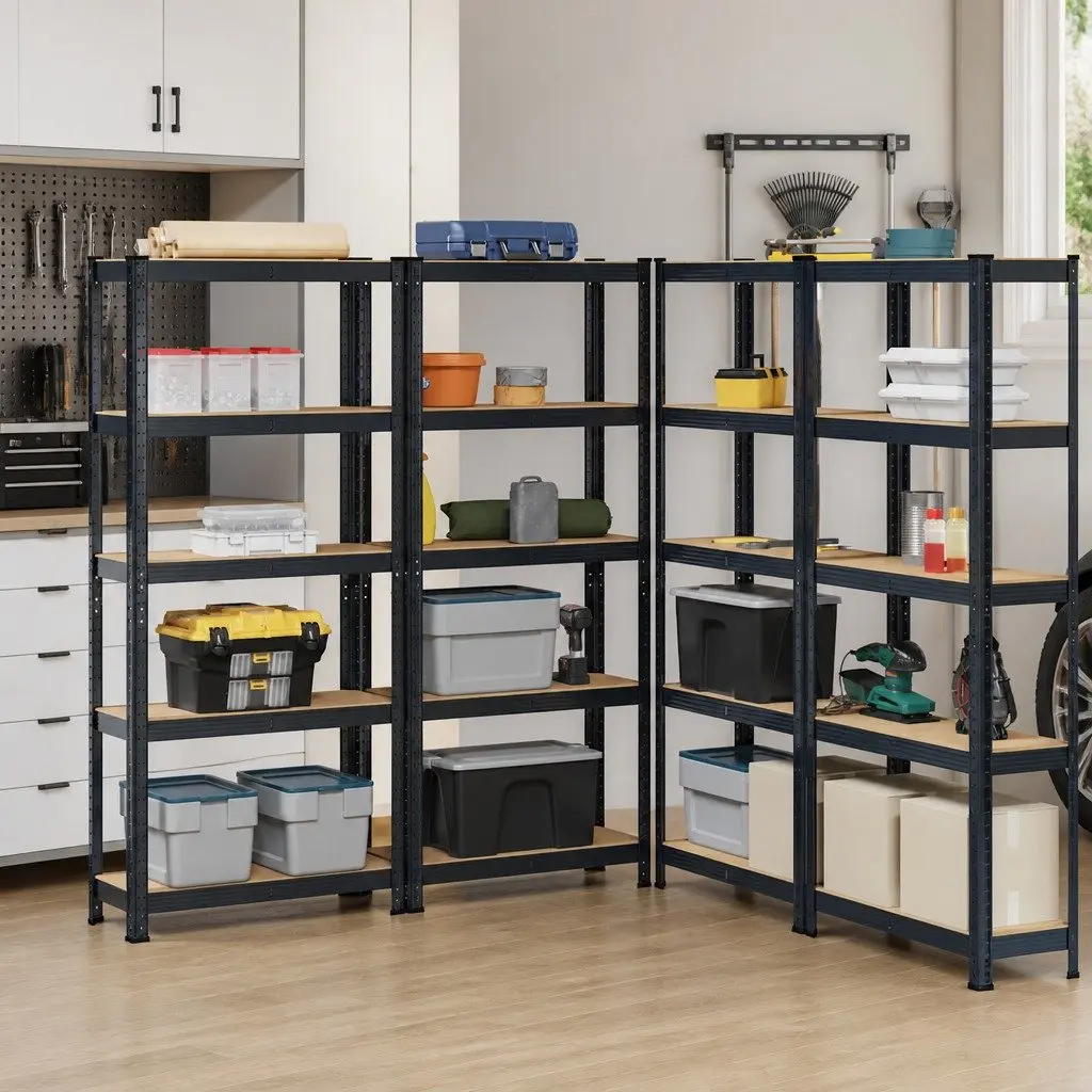 5-Layer Storage Shelves Anthracite Steel Frame Engineered Wood Height Adjustable