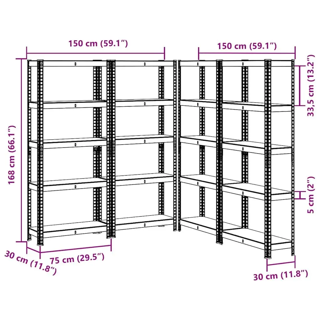 5-Layer Storage Shelves Anthracite Steel Frame Engineered Wood Height Adjustable