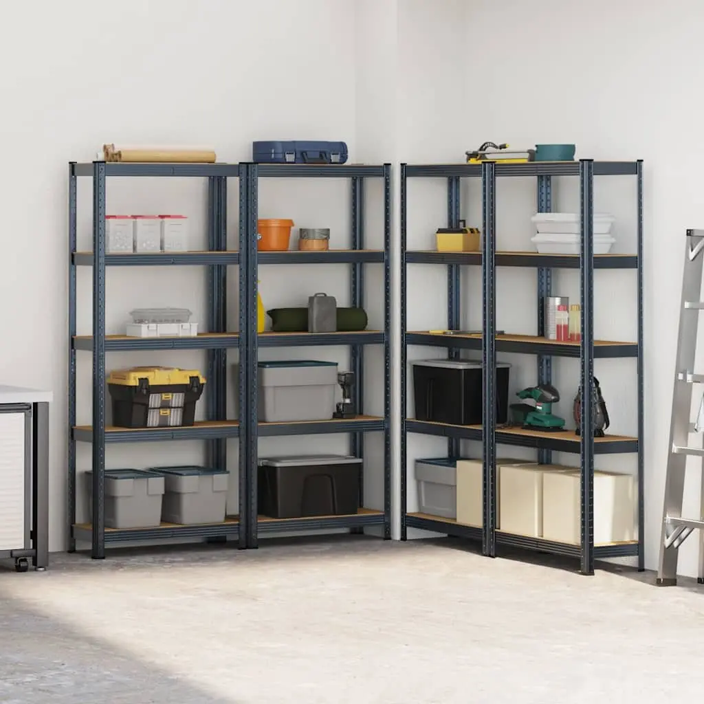 5-Layer Storage Shelves Anthracite Steel Frame Engineered Wood Height Adjustable