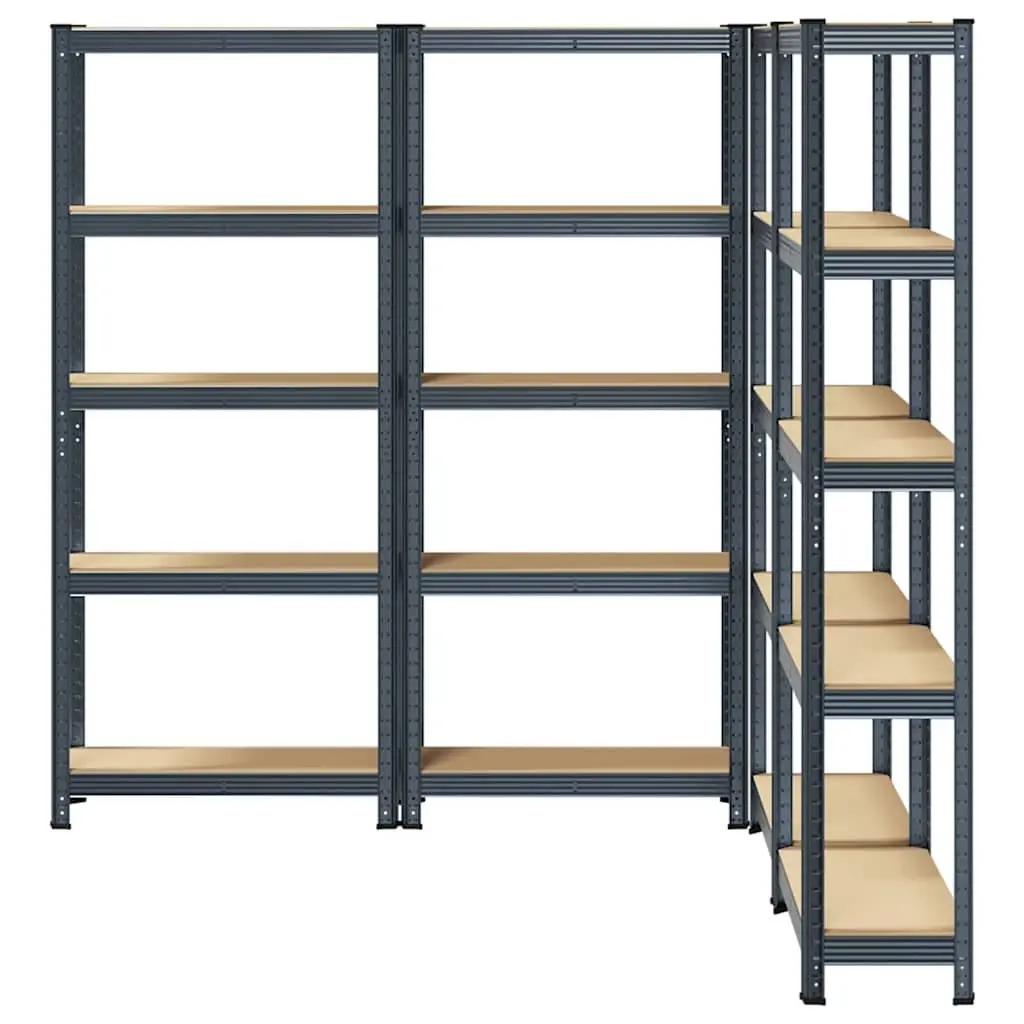 5-Layer Storage Shelves Anthracite Steel Frame Engineered Wood Height Adjustable