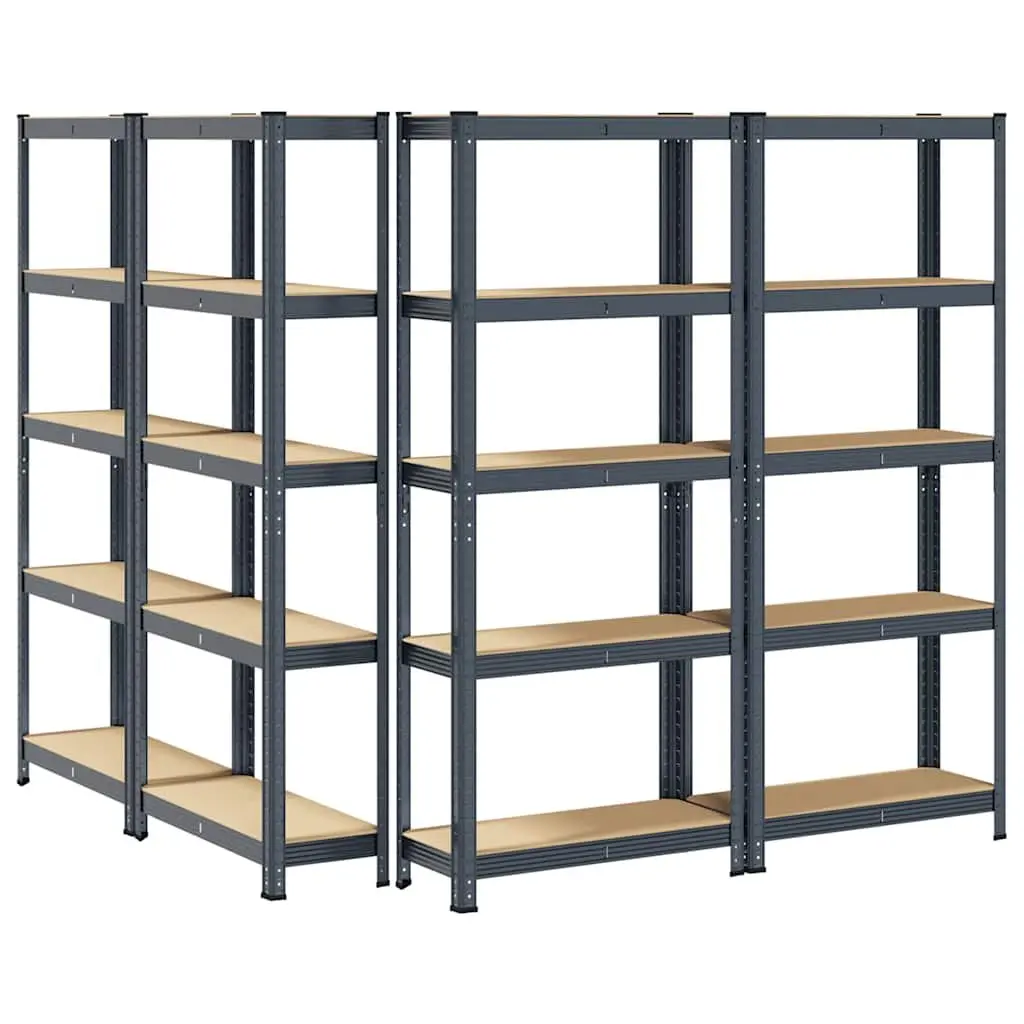 5-Layer Storage Shelves Anthracite Steel Frame Engineered Wood Height Adjustable