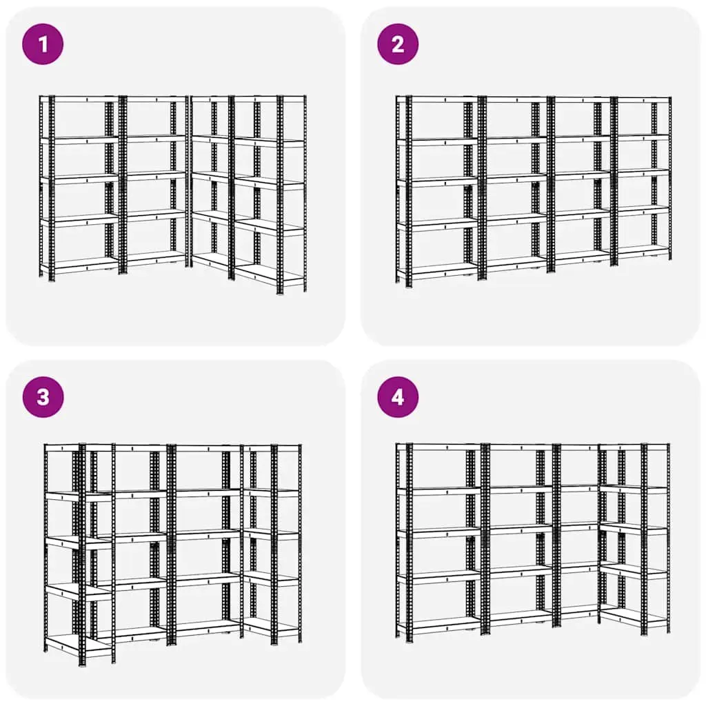 5-Layer Storage Shelves Anthracite Steel Frame Engineered Wood Height Adjustable