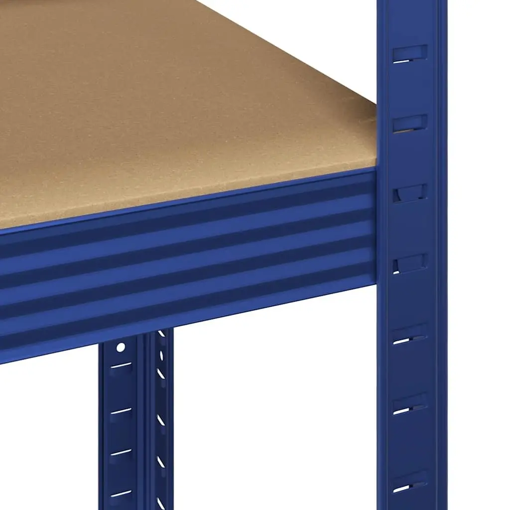 Industrial Storage Shelves Blue 5 Layer Steel Engineered Wood Heavy Duty Garage 4 Piece Set