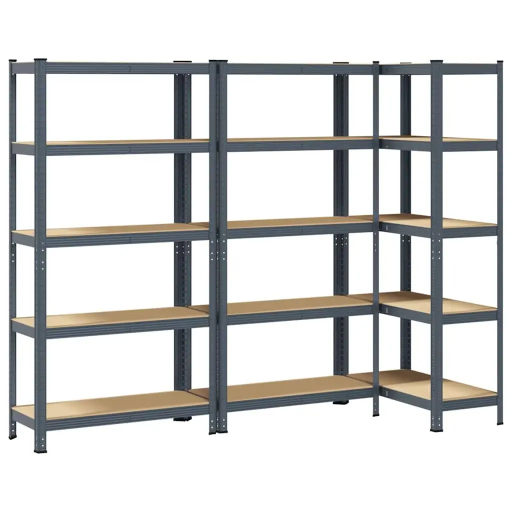 Industrial Storage Shelves Anthracite 5 Layer Steel Frame Engineered Wood Adjustable Height