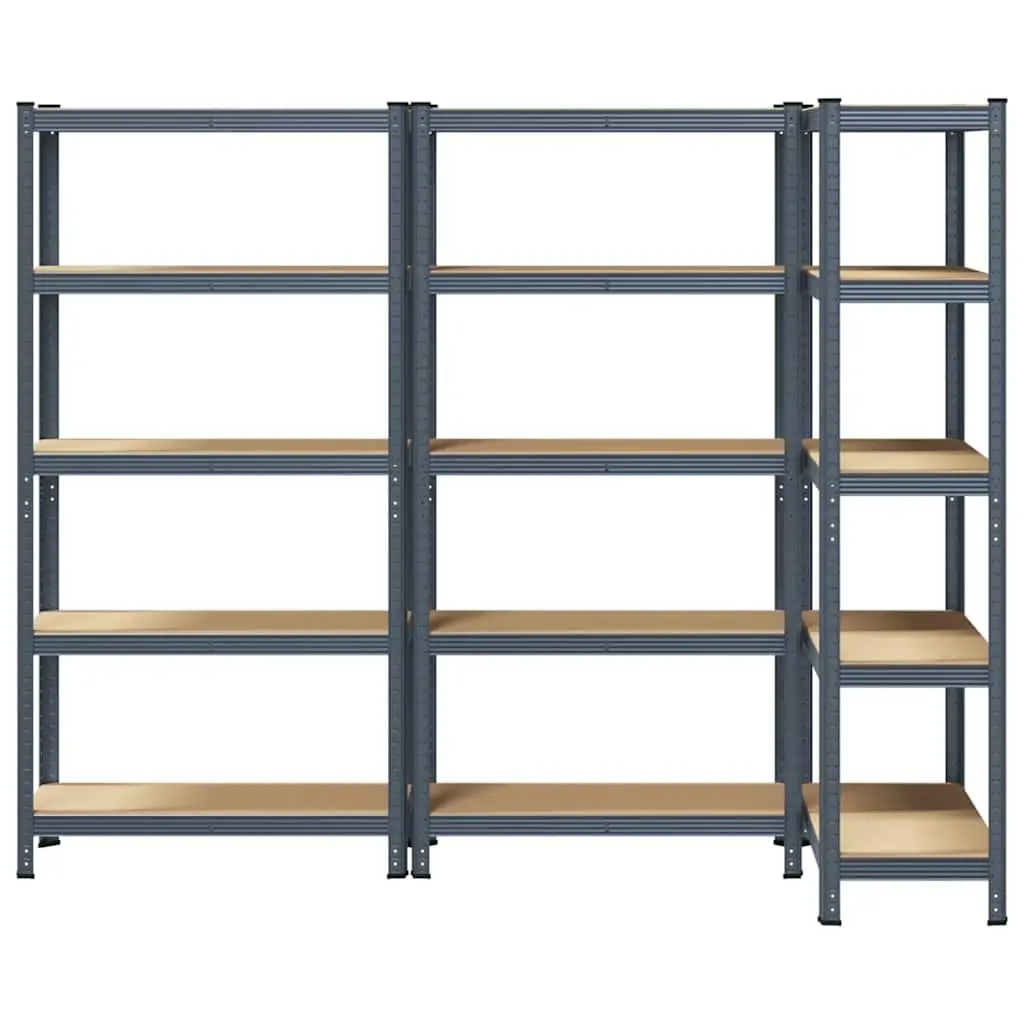 Industrial Storage Shelves Anthracite 5 Layer Steel Frame Engineered Wood Adjustable Height