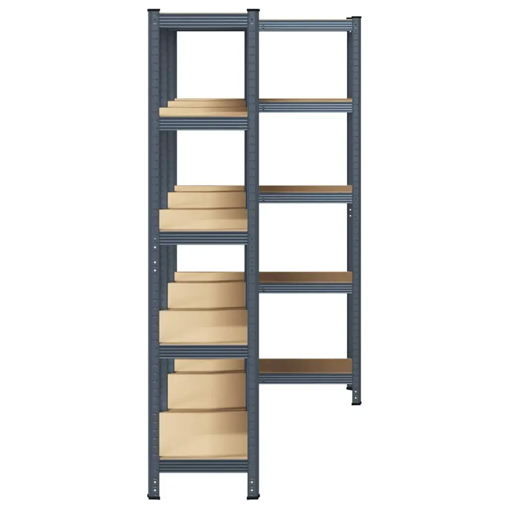 Industrial Storage Shelves Anthracite 5 Layer Steel Frame Engineered Wood Adjustable Height