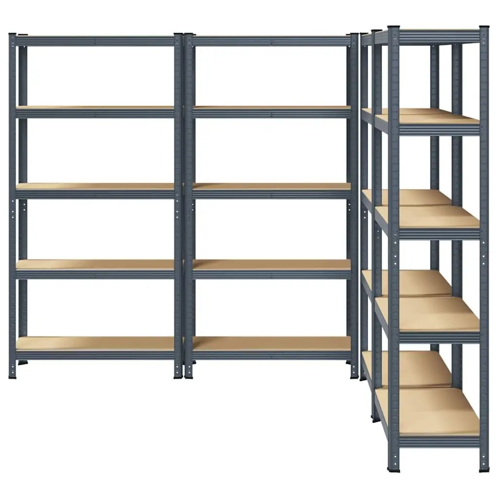 5-Layer Storage Shelves Unit Anthracite Steel Engineered Wood Adjustable Height 4 Piece