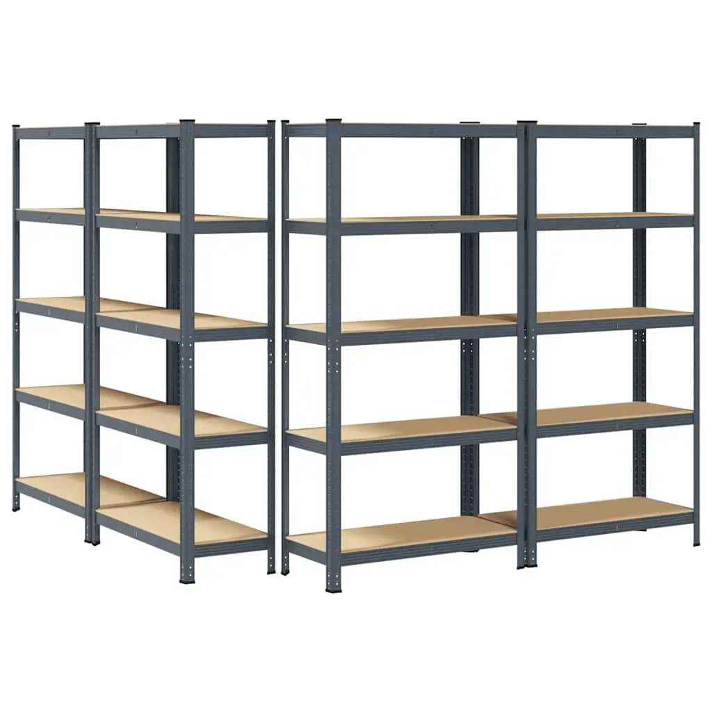 5-Layer Storage Shelves Unit Anthracite Steel Engineered Wood Adjustable Height 4 Piece