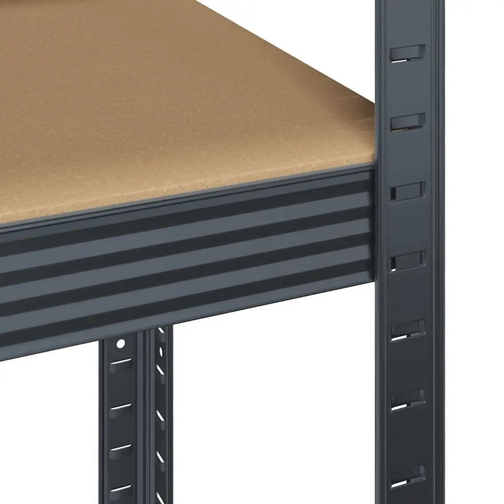 5-Layer Storage Shelves Unit Anthracite Steel Engineered Wood Adjustable Height 4 Piece