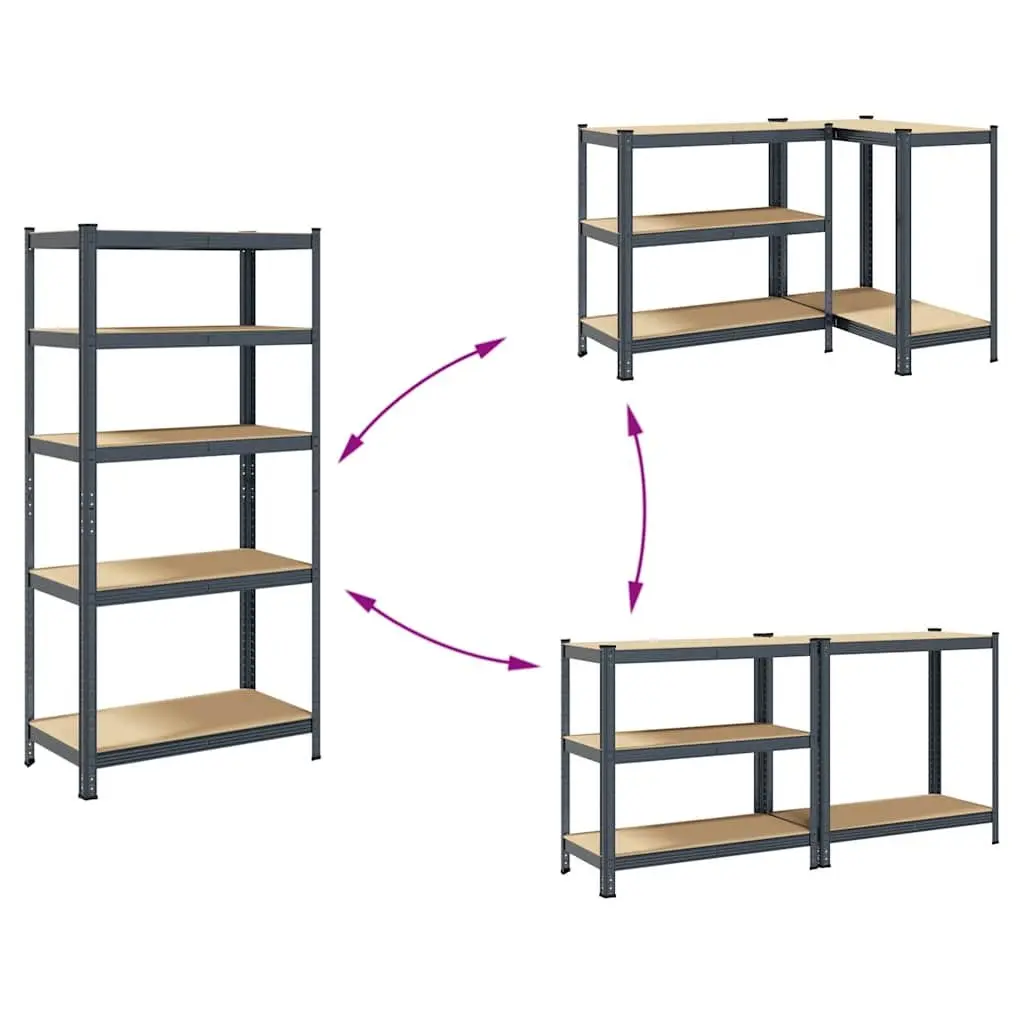 5-Layer Industrial Shelving Unit Anthracite Steel Engineered Wood Height Adjustable