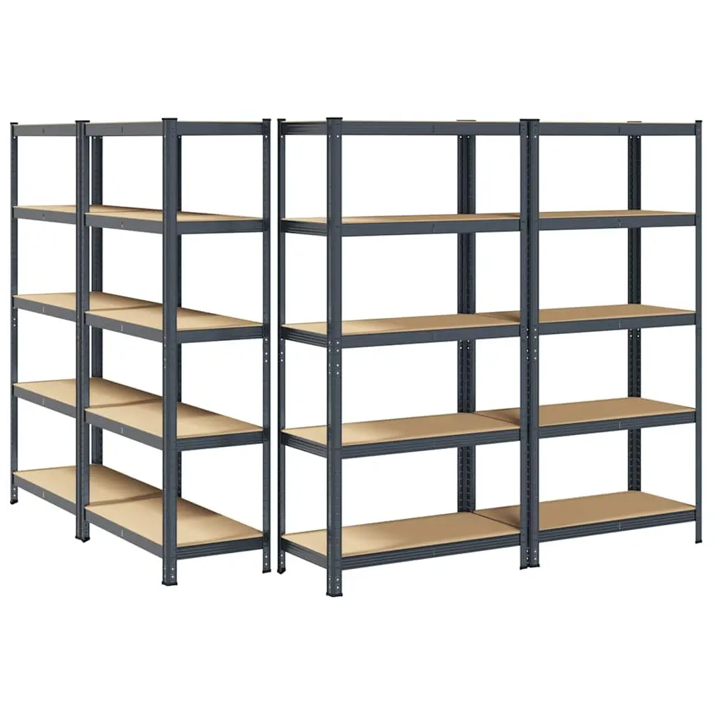 Heavy-Duty Industrial Shelving Unit Anthracite 5-Layer Steel Frame Adjustable Shelves