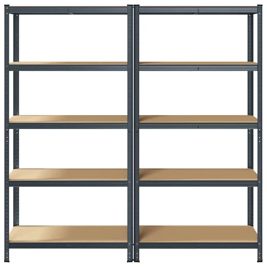 Industrial Storage Shelves Anthracite Steel 5 Layer Engineered Wood Heavy Duty Unit