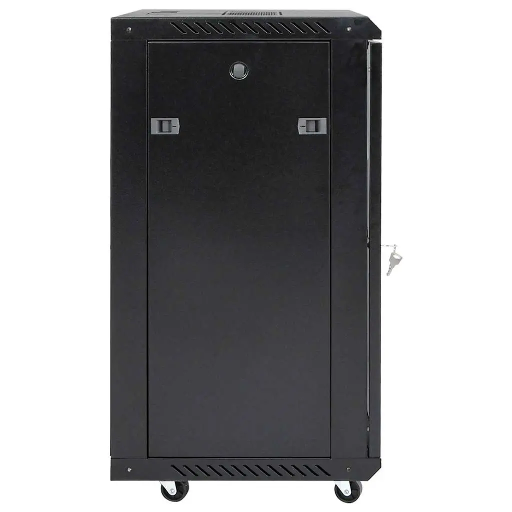 15U Network Cabinet Black 19 Inch Standard Rack Mount System Durable Steel Construction