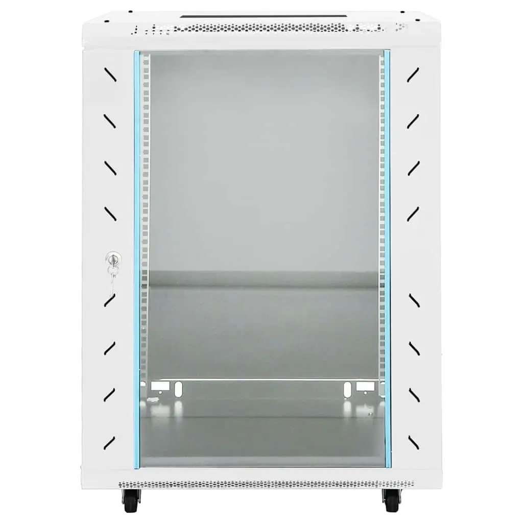 Network Cabinet Grey 15U 19 Inch Rack Mount Server Equipment Storage Cold Rolled Steel Construction Removable Side Panels Lockable Front Door