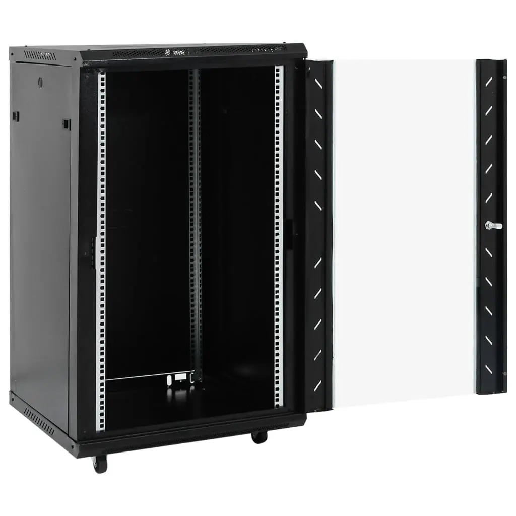 18U Network Cabinet Black 60x60x100cm IP20 Solid Structure Removable Side Panels Lockable Front Door