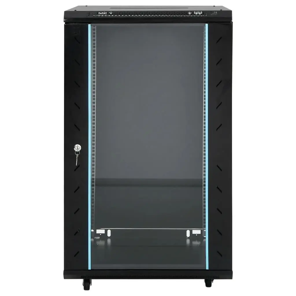 18U Network Cabinet Black 60x60x100cm IP20 Solid Structure Removable Side Panels Lockable Front Door
