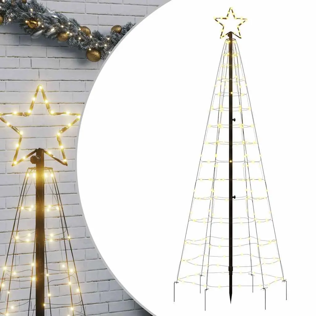 LED Christmas Tree Warm White 180cm 220 Lights 8 Effects Garden Display