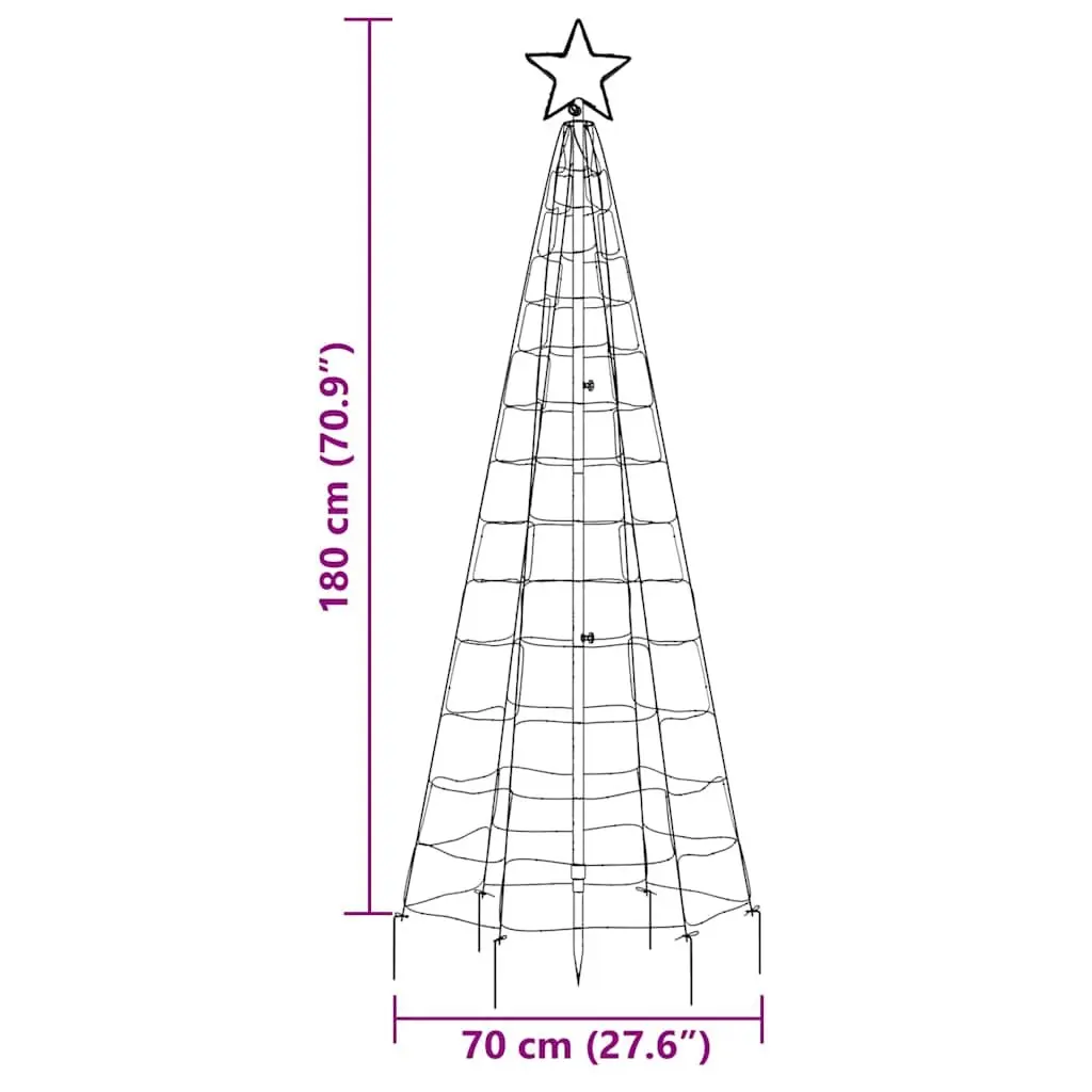 LED Christmas Tree with Spikes 220 Cold White Lights 8 Effects 180cm Garden