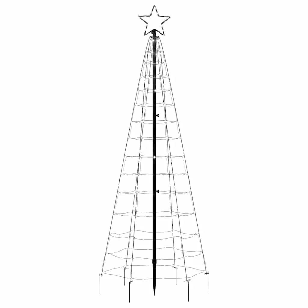 LED Christmas Tree with Spikes 220 Cold White Lights 8 Effects 180cm Garden
